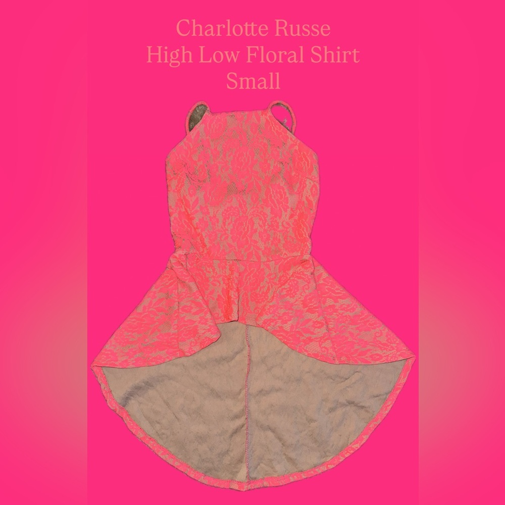Charlotte Russe Pink Floral High Low Blouse